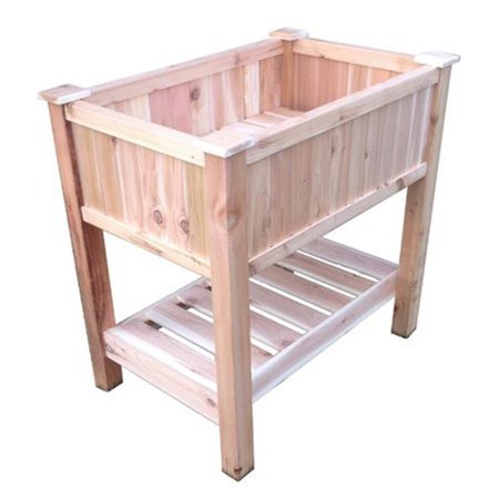 INVERNACULO Cedar Raised Container Garden Planter with Bottom Shelf - Small IN2637631